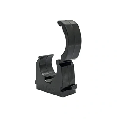 Image of Talon 22mm Single Hinged Pipe Clip x100 Black 360 Fixing for Pipework UV Stabilized Up to 85C Safe Use On Plumbing, Gas and Air Conditioning