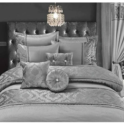 Image of EHD Casablanca Embroidered Style Luxurious Matching Round Filled Cushion (Silver, 30cm)