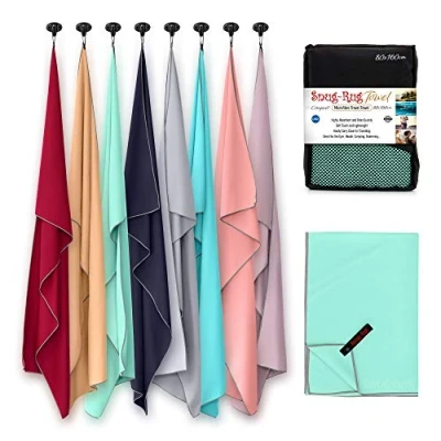 Image of Snug Rug Microfibre Beach Towel Large 80 x 160cm Super Absorbent Quick Drying Lightweight Sand Proof Towels Beech Glass Turquoise
