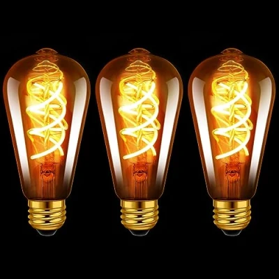 Image of LVWIT E27 Screw Bulb,E27 Vintage Light Bulbs,5W eEdison Bulb E27,35W Equivalent,Spiral Filament Bulb,Garden Lights Led 400LM,2200K Warm White,Non Dimmable (3 PCS)