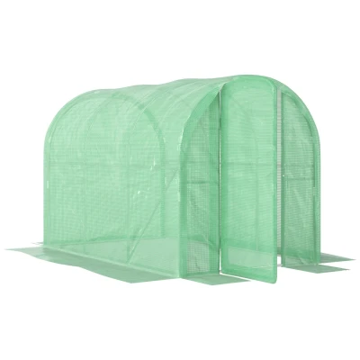 Image of Outsunny 3 x 2 2m Polytunnel Greenhouse with Door Galvanised Steel Frame 84H 004V00GN