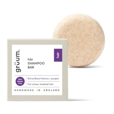 Image of grüum Shine Boost Shampoo Bar 50g Bars for Hair Up to 60 Washes Soap Plastic Free Vegan Men &amp; Women Paraben Colour Treated Hairs