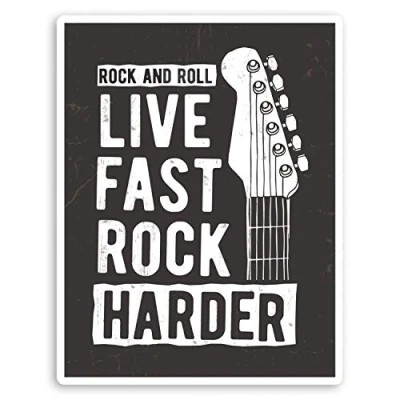 Image of 2 x 10cm Rock &amp; Roll Vinyl Stickers Band Guitar Dad Laptop Sticker #31519 (10cm Tall)