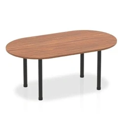 Image of Impulse 1800mm Boardroom Table Walnut Top Black Post Leg