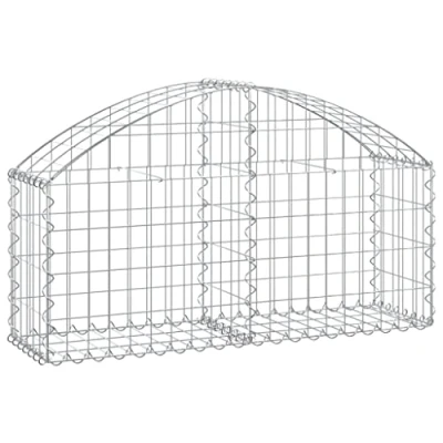 Image of vidaXL Arched Gabion Basket Cage Mesh Wire Stone Outdoor Spiral Retaining Wall Planter Garden 100x30x40/60 cm Galvanised Iron