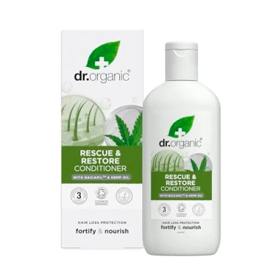 Image of Dr Organic Hemp Oil Rescue Conditioner, Restoring, Fine Hair, Mens, Womens, Natural, Vegan, Cruelty Free, Paraben &amp; SLS Organic, 265ml, Packaging may vary