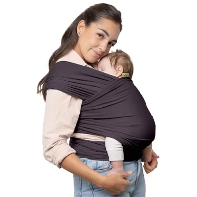 Image of Boba Baby Sling Wrap Newborn Original Carrier for Newborns and Infants up to 35lbs Hands Free Stretchy &amp; (Serenity Charcoal)