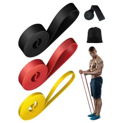 Image of MOXTOYU 3 Pieces Resistance Bands Gym for Exercise Strength Training with Door Anchor and Tote Bag Easy to Carry Pull Up Yoga Stretch Toning Band