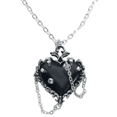 Image of Alchemy Gothic Witches Heart Women Necklace Silver Coloured, Pewter,