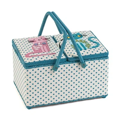 Image of Hobby Gift Large Twin Lid Sewing Craft Storage Box, Appliqué