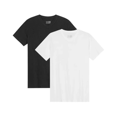 Image of DANISH ENDURANCE Men&#039;s T Shirts, Organic Cotton Shirts for Men, Multipack, Crew Neck or V Neck, Short Sleeve, Premium Soft Blend, 2 Pack Multicolour (1xWhite, 1xBlack) L