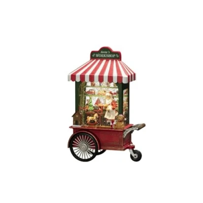 Image of Konstsmide LED Snow Globe Lantern Christmas Santa Claus in his Workshop/Indoor, 5 Hour Timer/Battery Operated,Red, 3xAA 1.5V