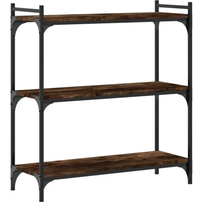 Image of vidaXL Bookcase 3 Tier Smoked Oak 80x30x86 cm Engineered Wood