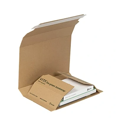 Image of Blake Vita Plastic Free Recycled Kraft Cardboard Book Wrap 217 x 155 52 mm (BWM02) Pack of 25,Brown