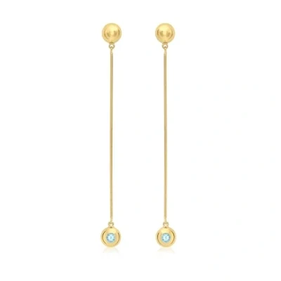Image of Carissima Gold Women&#039;s 9ct Yellow Blue Topaz Doughnut Drop Earrings