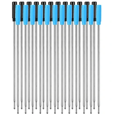 Image of 24 Pieces Replaceable Ballpoint Pen Refills Smooth Writing 4.5 Inch (11.6 cm) and 1 mm Medium Tip (Black Blue)