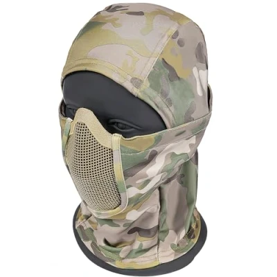 Image of OneTigris Airsoft Balaclava Mesh Mask, Full Face Protection Ninja Style Paintball Mask for CS Hunting Cycling Motorcycle, Camo
