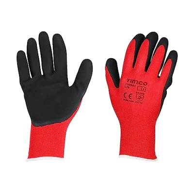 Image of 9x TIMCO Toughlight Grip Gloves Sandy Latex Coated Polyester 770847