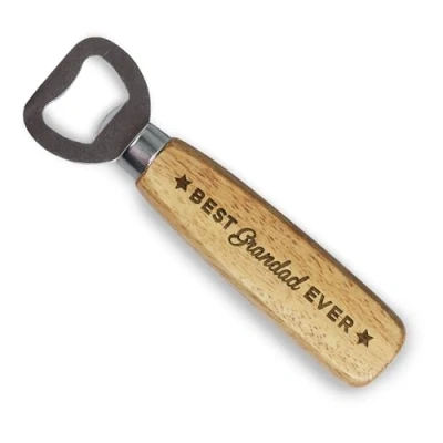 Image of eBuyGB Best Grandad Ever, Engraved Wooden Bottle Opener, Beer Birthday Gift for Him Design #1