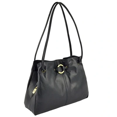 Image of Gigi Ladies Classic Soft Leather Shoulder Handbag Othello Collection Navy