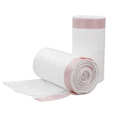 Image of Cadineer Drawstring Bin Liners 40 Liter, White Bags, 120 Counts
