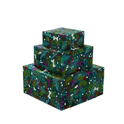 Image of UK Greetings Multipack of 3 Christmas Roll Wraps (4m each) for Him/Her/Friend Foliage Design (12m total)