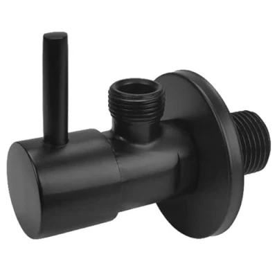Image of Matte Black Brass 1/2&quot; x 3/8&quot; BSP Basin Hose Valve Water Tap Cut Off Long Lever