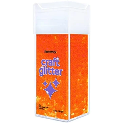 Image of Glitter for Craft Shaker Fluorescent Orange Resin Tumblers Cards Christmas Jewellery Candle Super Chunky Nail Face Cosmetic 110g / 3.9oz
