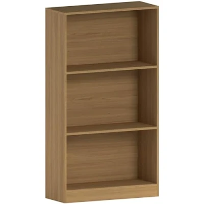 Image of Vida Designs Cambridge 3 Tier Medium Bookcase, Oak Wooden Shelving Display Storage Unit Office Living Room Furniture
