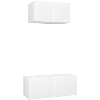 Image of vidaXL 2 Piece TV Cabinet Set White Engineered Wood