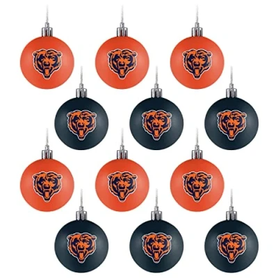 Image of FOCO Chicago Bears 12 Pack Christmas Balls NFL Ornament Set