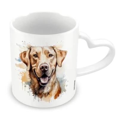 Image of Pyramid International, Love My Dog (Labrador), Heart Handle 11oz / 315ml Ceramic Mug, One Size