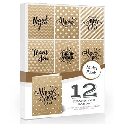 Image of Olivia Samuel 12 x Thank You Cards from Multipack set supplied with white envelopes.