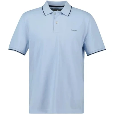 Image of Gant Tipping Piqué Polo Shirt Light Blue size L
