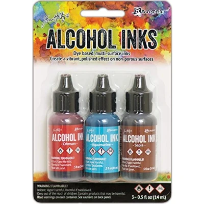 Image of Ranger Crimson/Aquamarine/Sepia Tim Holtz Alcohol Ink, Multi Color, 14.48 x 9.91 2.54 cm