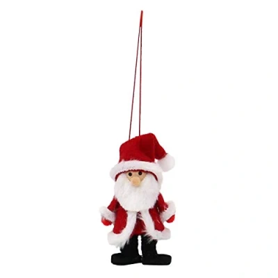 Image of Dekohelden24 Textile Santa Claus Christmas Tree Holiday Decorations Set of 4 in Red/White Dimensions L/W/H: x 8 cm