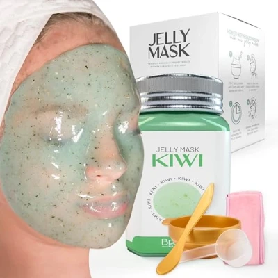 Image of BRÜUN Peel Off Kiwi Jelly Mask for Face Care A 23 fl oz Rubber Jar 30 to 35 Treatments Skin Moisturizing Gel of Spa Set Men, Women and Adults