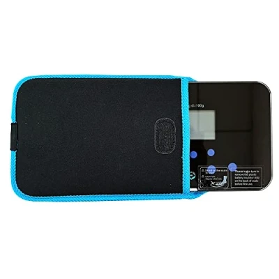 Image of NewlineNY Auto Step On Super Mini Travel Bathroom Scale, 5.25&quot; x 8.5&quot; SBB0638SM TW+S002BU (Trendy Wave)