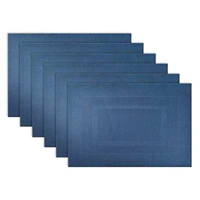 Image of DII Woven Indoor Outdoor, Polyvinyl Chloride, Nautical Blue, Placemat Set, 13x17.25