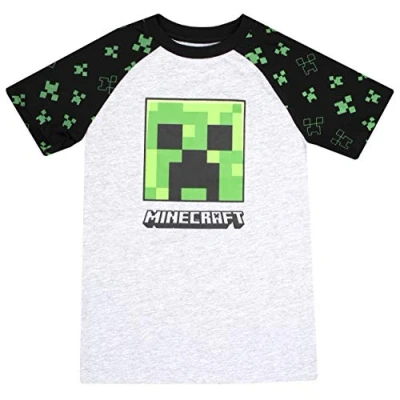 Image of Minecraft Clothes Boys T Shirt Gamer Kids Creeper Gifts Grey (7 8 Years)