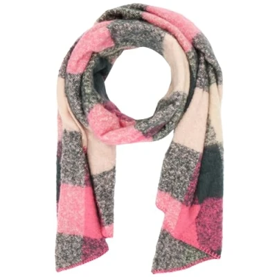 Image of PIECES Women&#039;s Pcpyron Checked Long Scarf Noos Bc, Shocking Pink, One Size