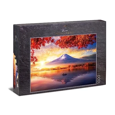 Image of Ulmer Puzzleschmiede Kawaguchiko Fuji Puzzle Classic 1000 Piece Landscape Motif with the Mountain Fujijama in mirror of Autumn Lake, Japan