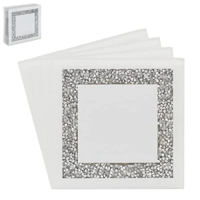 Image of lesser and pavey LP49017 Glass Coasters White Crystal design Set of 4