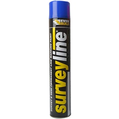 Image of Everbuild Surveyline Semi Permanent Spray Paint Ideal For Survey Line Marking High Covering Power Easy To Apply Blue 700ml