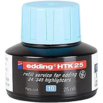 Image of Edding Htk 25 Refill Ink Light Blue Ml with Capillary System, Ideal for Clean and Uncomplicated Refilling of Highlighters E 345 24