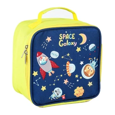 Image of KEAIDUO Lunch Bags for Kids, Insulated Reusable Box Cooler Tote Bag Snack Kids Thermal (Blue Space)