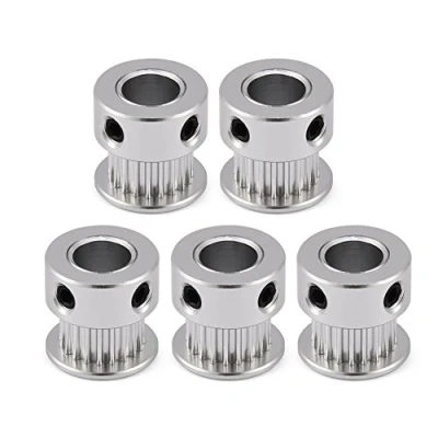 Image of Richer R 3D Printer Timing Pulley, 2GT 5mm / 8mm 20T Aluminum Alloy Gear Synchronous Belt Pulley Glossy Surface Appearance Robust Structure Printer(5Pcs)(8mm)