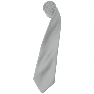 Image of Premier Mens Plain Satin Tie (Narrow Blade) (Pack of 2) (Silver Grey) One Size
