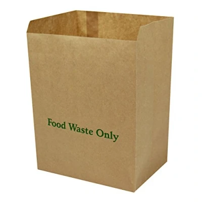Image of 8 Litre x 100 Paper Compostable Bags Kitchen Caddy Liners Food Waste Bin EcoSack 8L Biodegradable with Composting Guide