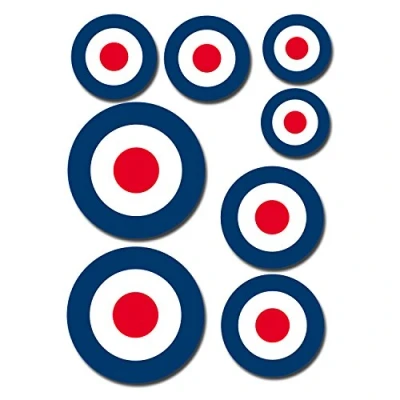 Image of A5 Sheet Glossy Vinyl Stickers RAF Roundel The Who Mod Target Vespa #0199 (Self Adhesive)